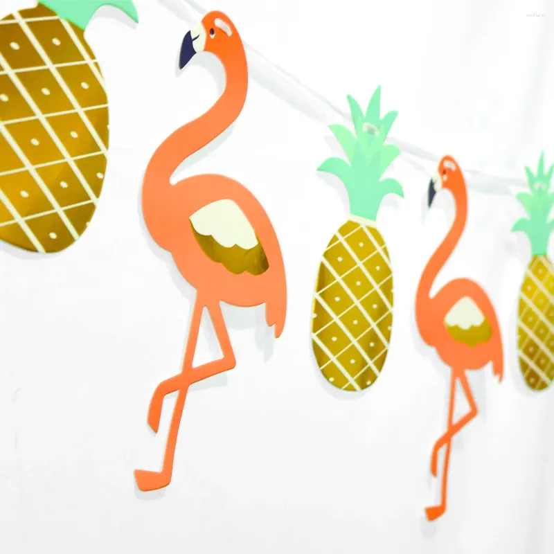 Dekoracja imprezy hawajska ananas flamingo pull flagdecoration Stamping Banner Banner Tropical Scena lasu deszczowego