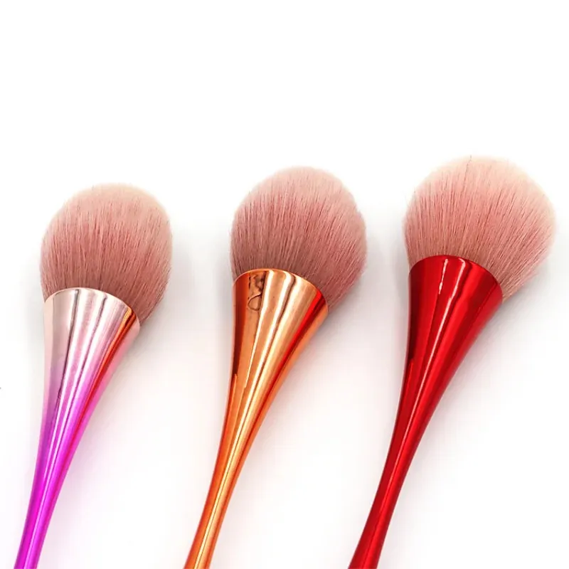 Brush de face de maquiagem grande profissional para rosa em pó de ouro rosa e ferramenta de maquiagem de cabelo de cor - cerdas macias de alta qualidade para perfeitas