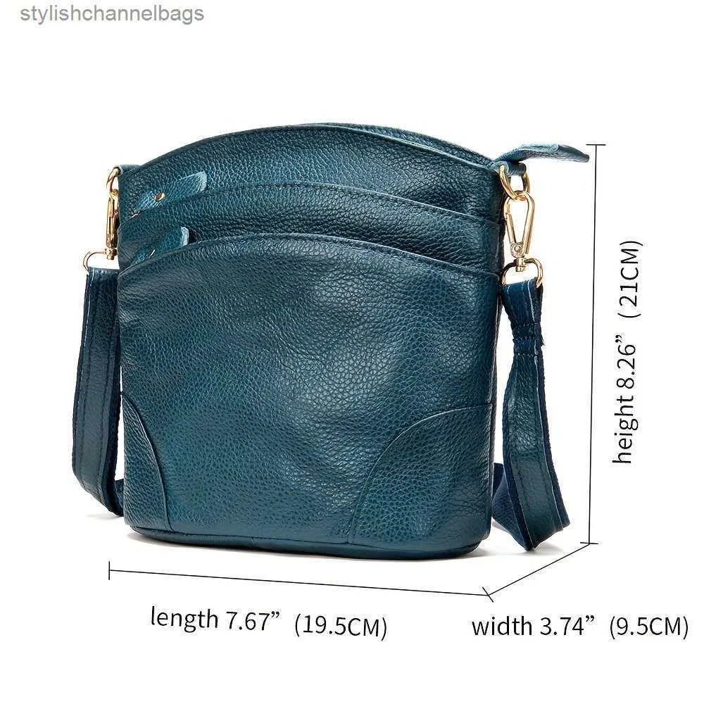 Autres sacs Sacs d'épalage Femmes Véricing en cuir crossbody Sac rétro Sac de godet de couleur solide Multi Pockets Bourse épaule