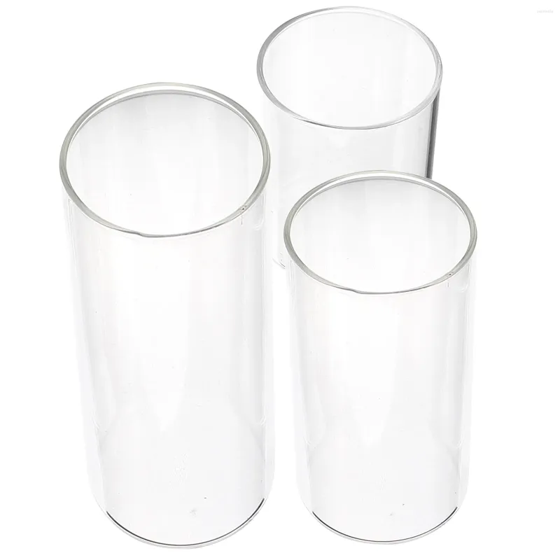 Candle Holders 3pcs Glass Chimney Holder Shade Pillar Cup