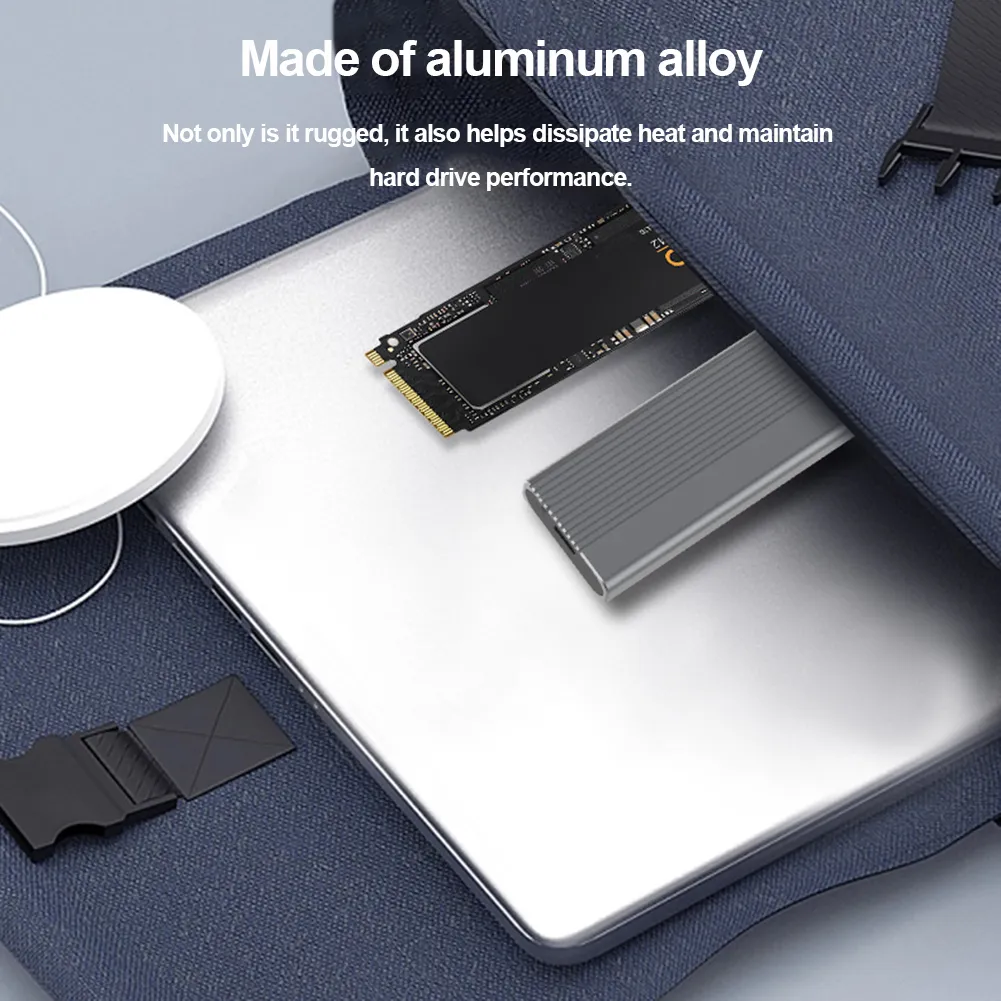 M.2 NVMe Solid State Drive Box Gen2 10Gbps Portable Hard Disk Case SATA External SSD Case External Enclosure for Windows Mac OS