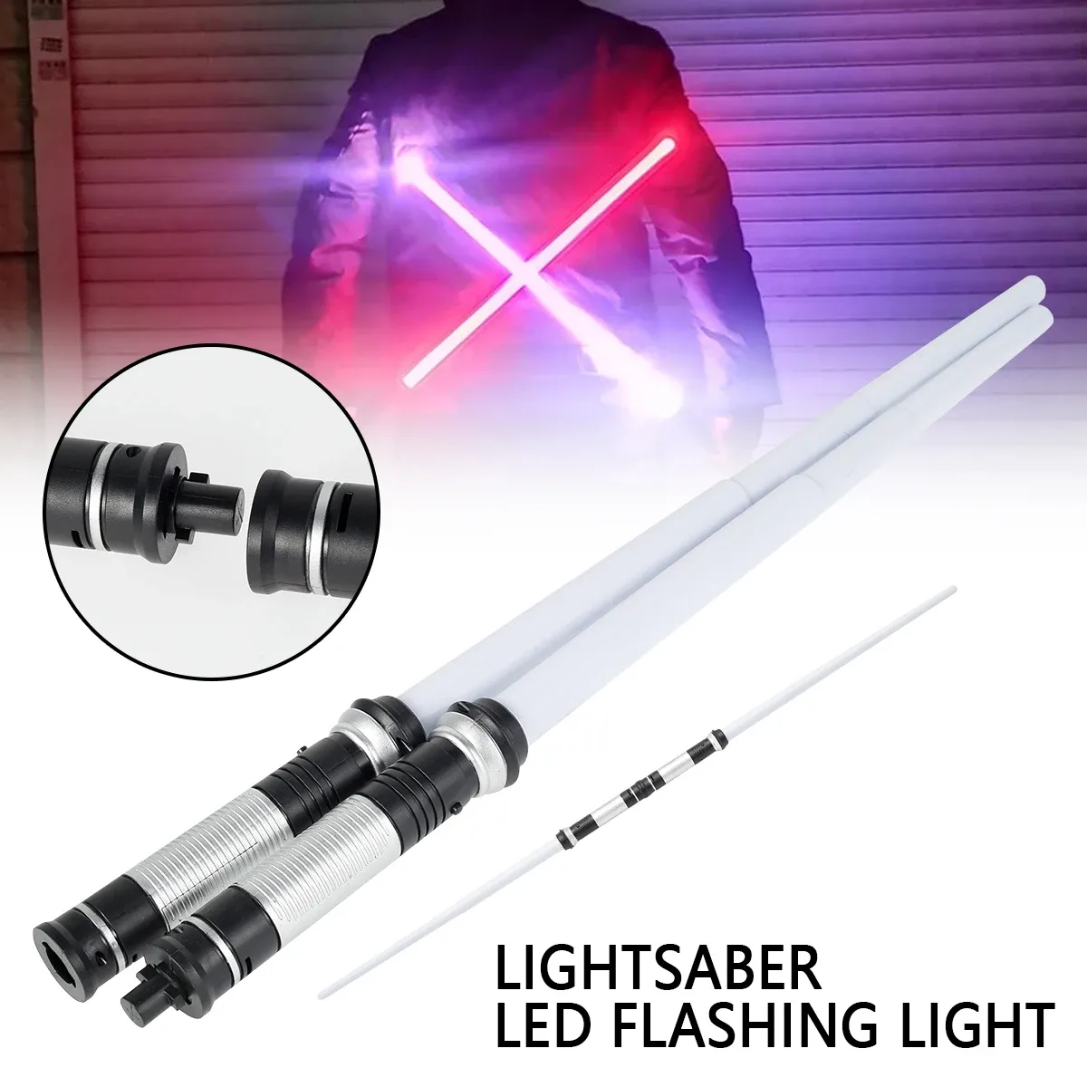 2-in-1-Licht-up Sabre LED Dual-Schwerter Teleskop Griff für Cosplay Hochzeit Geburtstagsfeier Glow Sword Light Kid Geschenk