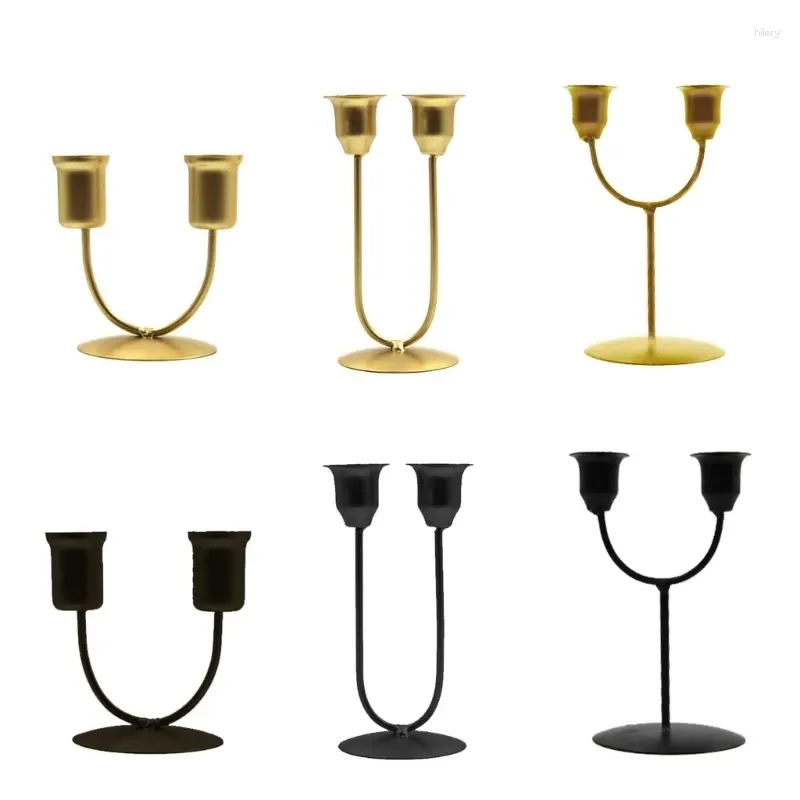 Titulares de vela Metal Holder 2 Arm Candelabra para Partido de Casamento Candlestick Stand