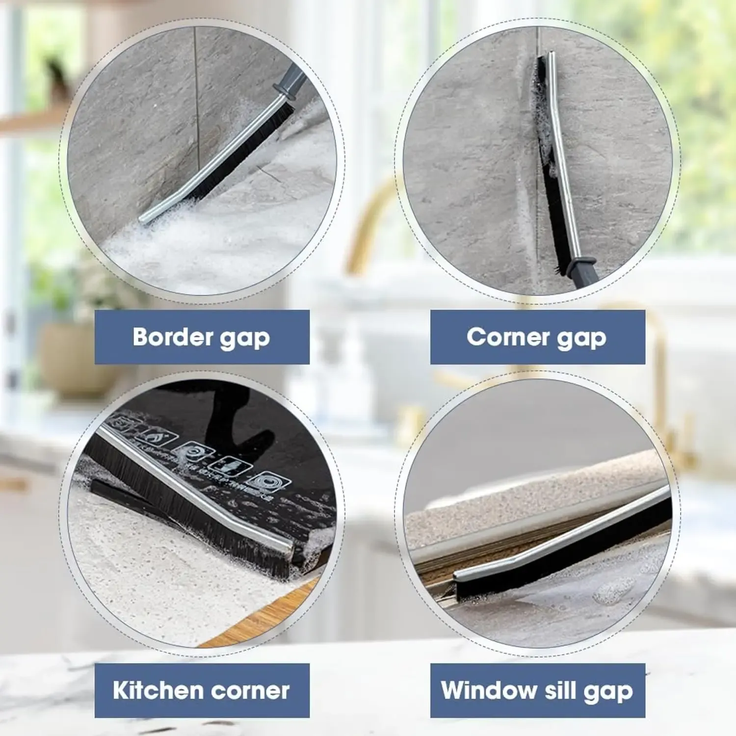 Gap Cleaning Brush Set - Multi-Tool For Grout, Window Tracks, Stoves & Corners - Hard Bristle Crevice Brushes With Storage Box