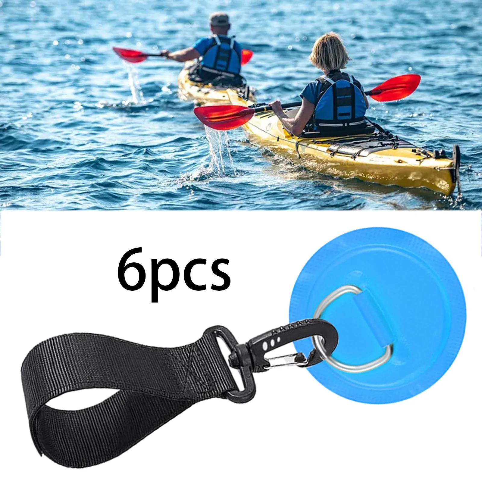 6x Kayak Paddle Holder Straps Paddle Clips PVC Patch Kayak Oar Snap Clip Fixed Buckle for Canoe Dinghy Water Sports Fishing Rod