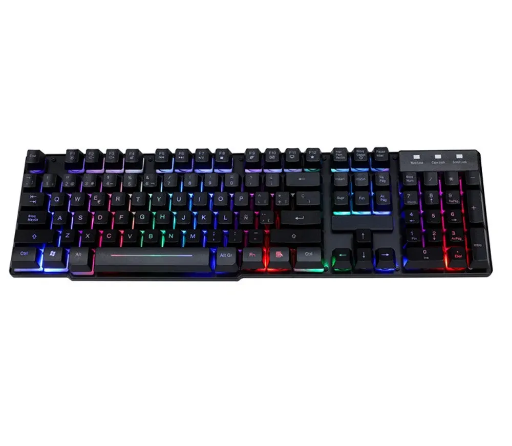 Tastaturen Spanisch Keeboard mechanische Feeling Backbeleuchtung Tastatur Gaming 19 Antighosting -Tasten PC Gamer Keyboard Computerzubehör