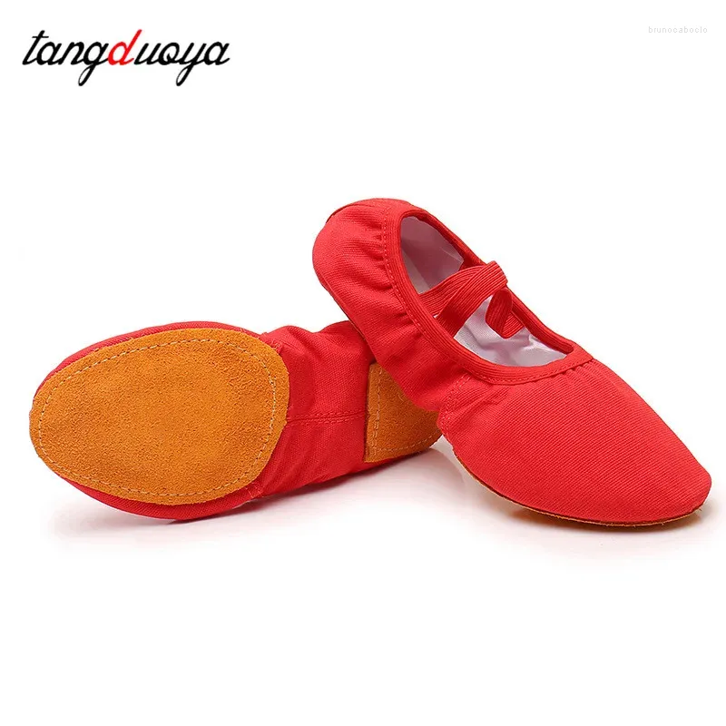 Dance Shoes Girls Ballet Canvas Soft Sole Flats Adult Kids Dancing Slippers Lace-free Teacher Training