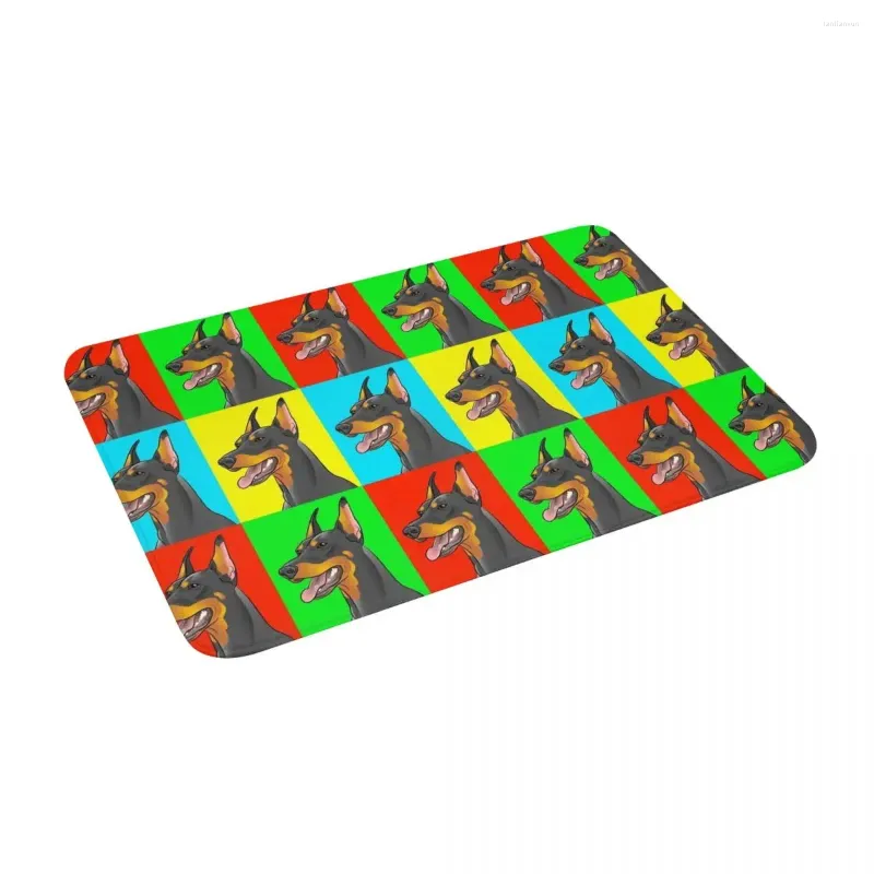 Carpets Doberman Pinscher Dogs 24 "x 16" Não deslize Memória Absorve Banho de Banho de Banho para Decoração/Cozinha/Entrada/Interior/Outdoor/Sala