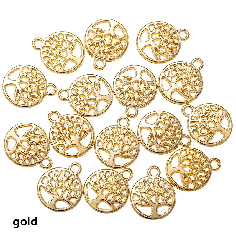 40pcs 6 couleurs arbre de vie charme pendentifs accessoires de bijoux de fabrication de bracelet bricolage 13 * 11 mm