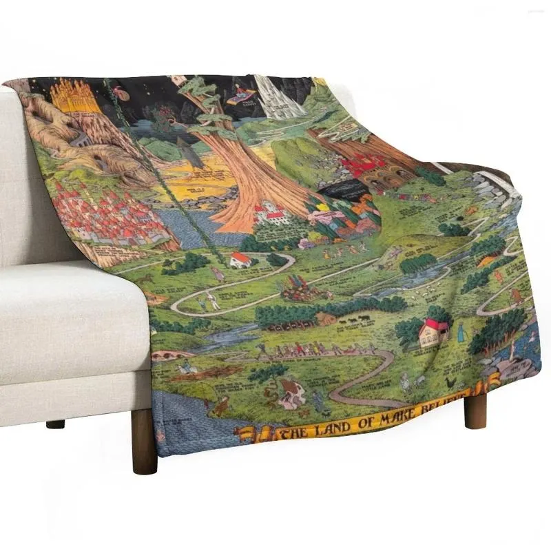 Copre la terra di far credere.Pubblicato da Jaro Hess 1930 Cornucopia Fairy Tales Etichettata MAPPA Etichettata Fun Magico F Throw Grovet coperta