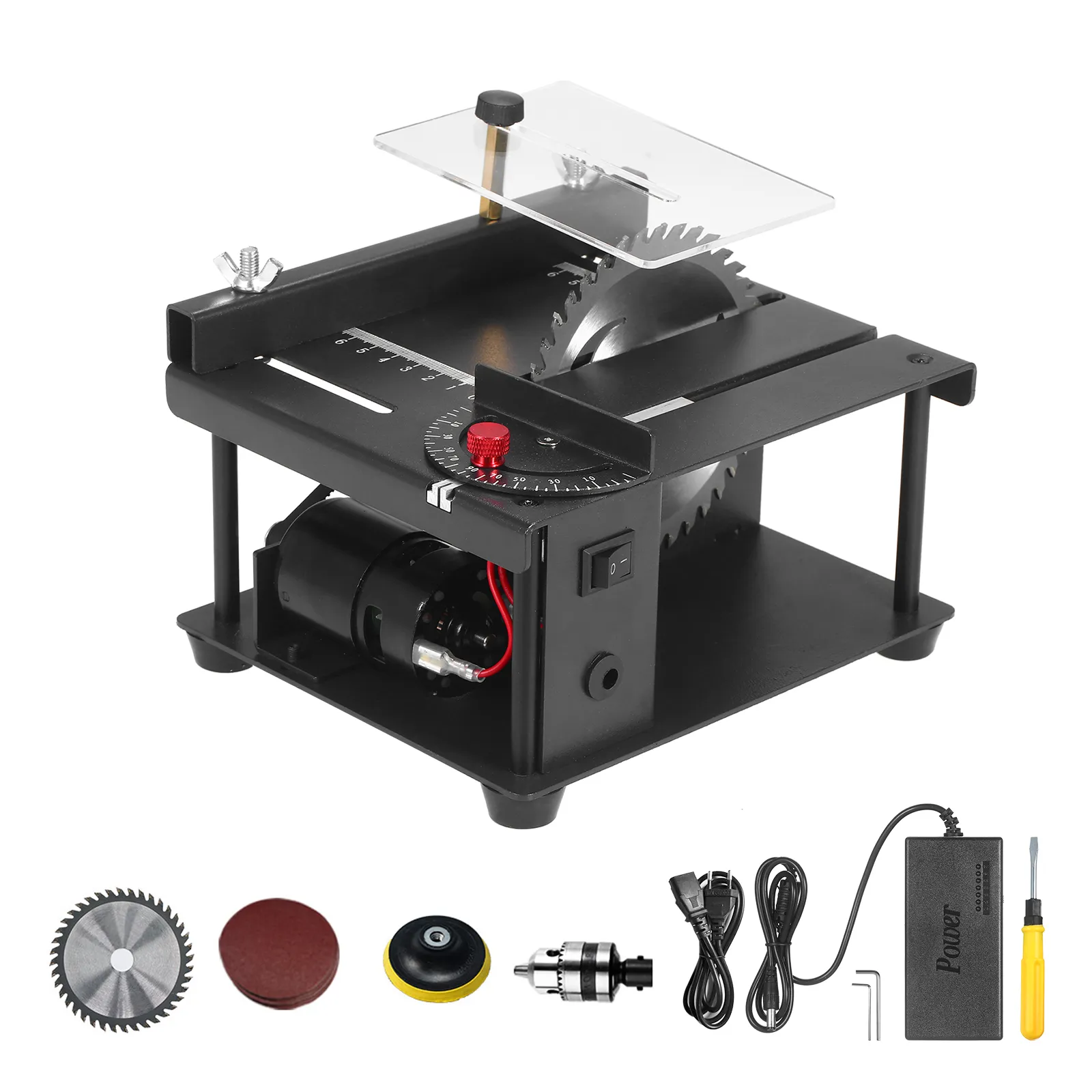 thumbnail image 2 of 100W Mini Table Saw - Adjustable Speed & Angle Desktop Cutter For Crafts & DIY Projects 2 of 10