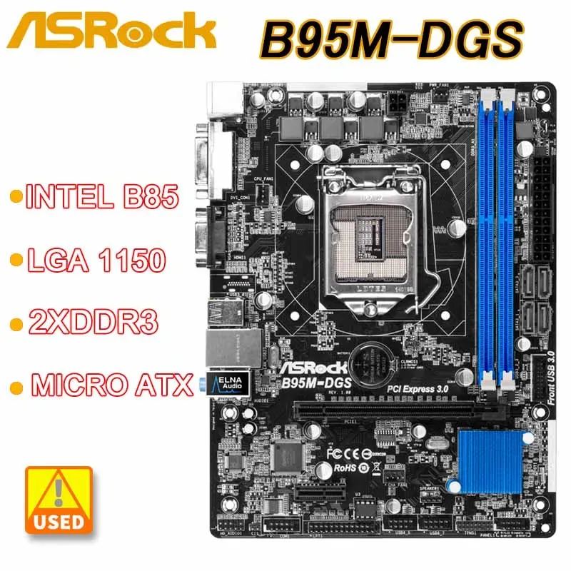 Placas -mãe Intel b85 placa -mãe Asrock B95mdgs placa -mãe LGA 1150 2XDDR3 16GB 4XSATA3 Micro ATX Support i54430 I34130 CPU