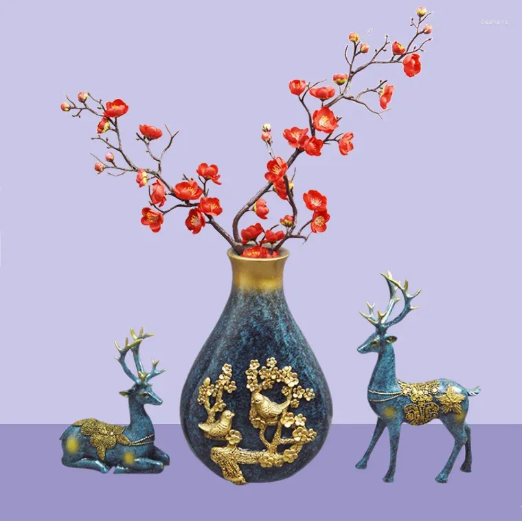 Vases 2024 ans de luxe Vase Pièces de décoration de maison Simulation Set Flower Set Ins Arrangement de salon Magpie