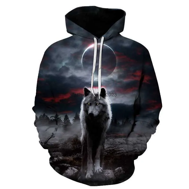 Nieuwe heren wolf 3D digitale gedrukte hoodie