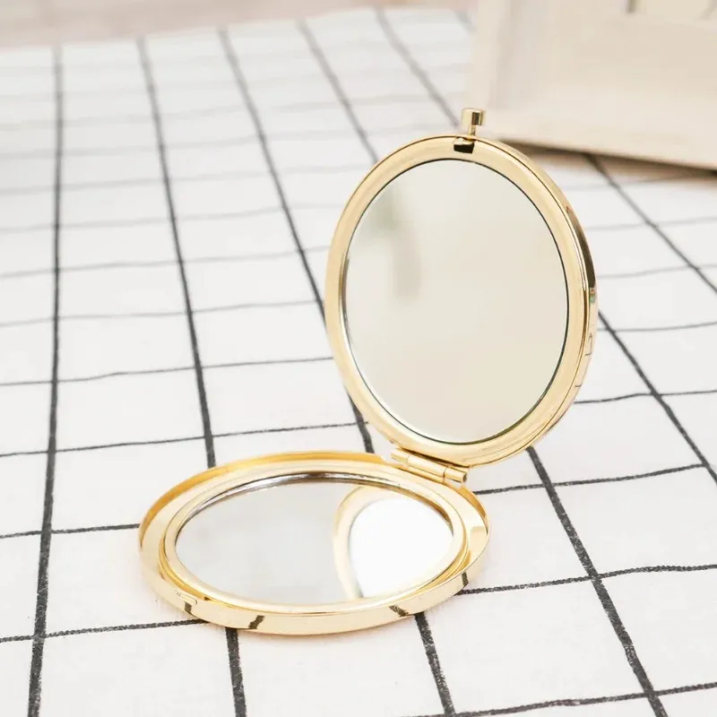 Portable Folding Mirror Mini Compact Stainless Steel Metal Makeup Cosmetic Pocket Mirror For Makeup Mirrors Beauty Accessories