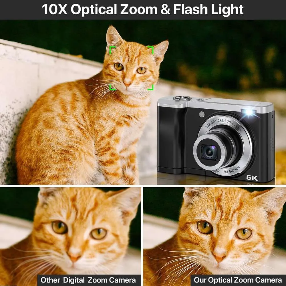 10x optik zoom, çift ön ve arka kameralar, 28 inç dokunmatik ekran, video kaydı, fotoğrafçılık, 64GB mikro kart, kompakt nokta ve çekim ile 556MP 5K dijital kamera
