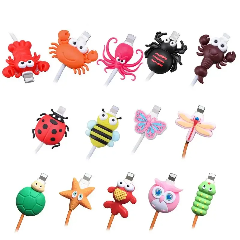 Cute Insect Shape USB Charger Cable Protective Cover Soft Silicone Data Line Cord Protector for Smart Phone Connector