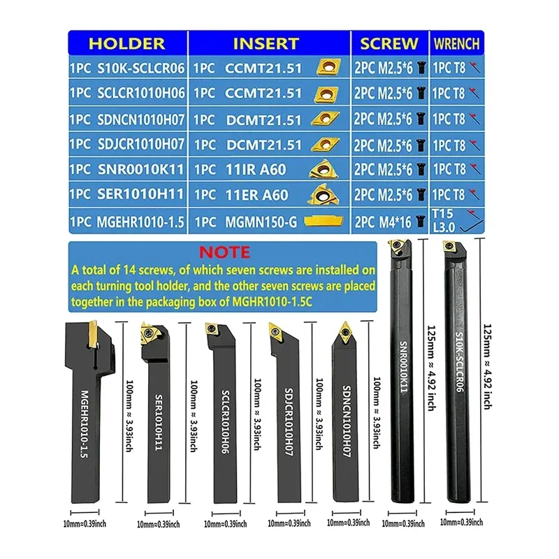 5 pc 3/8 Lathe Indexable Carbide Insert+Turning Tooling+9