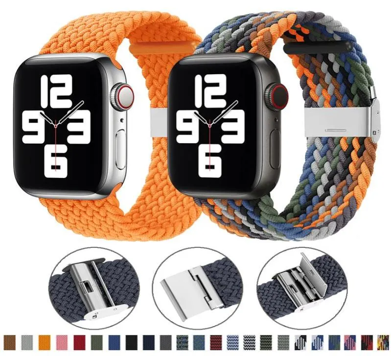 Apple Watch 스트랩 iWatch 시리즈 7 6 SE 5 4 3 38mm 42mm 44mm 41mm 45mm 조절 가능한 브레이드 레인보우 솔로 L5782517