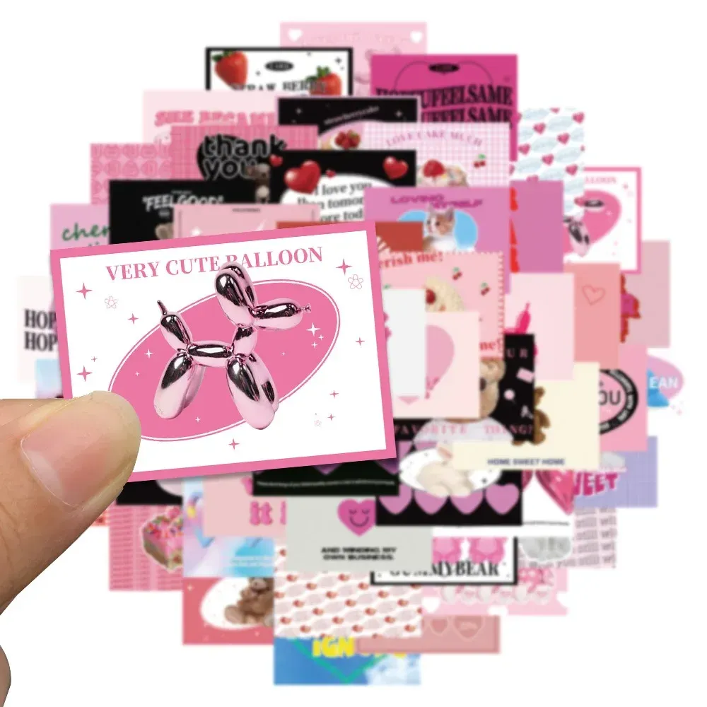 10/30/53pcs Vintage Pink Egirl Charm Y2K Stickers Aesthetic 90s for Scrapbooking Laptop Phone Luggage Waterproof Sticker Decal