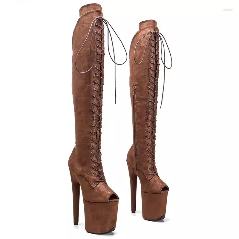 أحذية الرقص Laijianjinxia Suede 20cm/8inches Pole Dancing High Heel Platform Boots Open Open Open