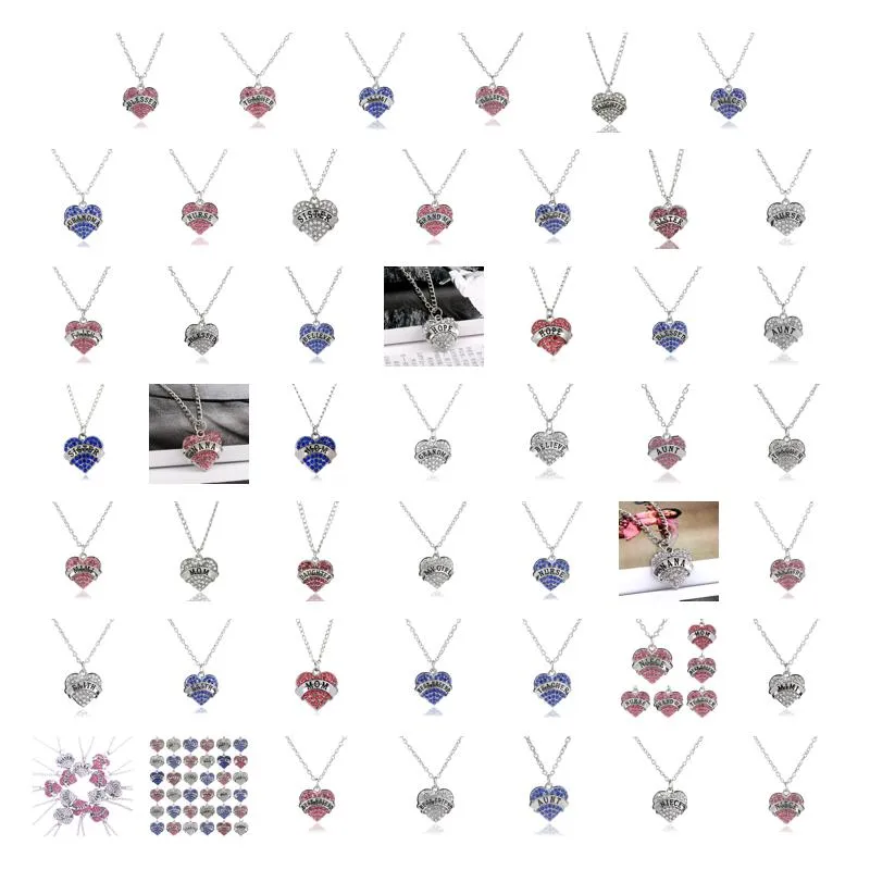 Colliers de pendentif pendentifs bijoux diamant pêche coeur mères jour cadeau famille fille sœur colle de gouttes