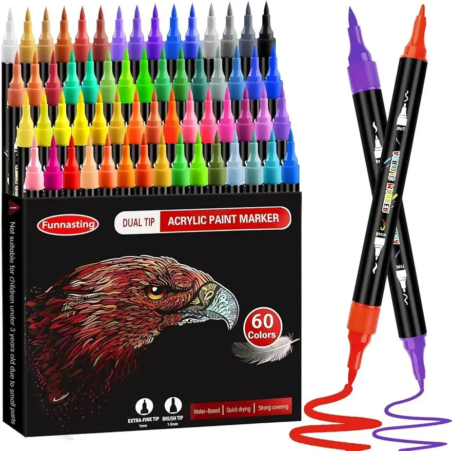 30/60 Color Double Head Point Pen Acrylic Propylene Metal Marker Pen Hand Account Paintings Fine Arts Brush Set For Cardboard 240328