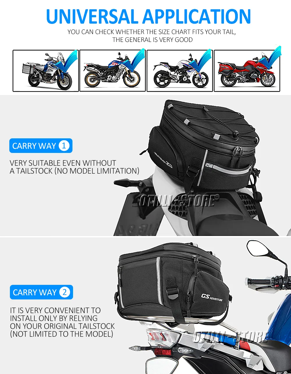 ホンダアフリカ向けのオートバイサドルバッグテールバッグツイン
