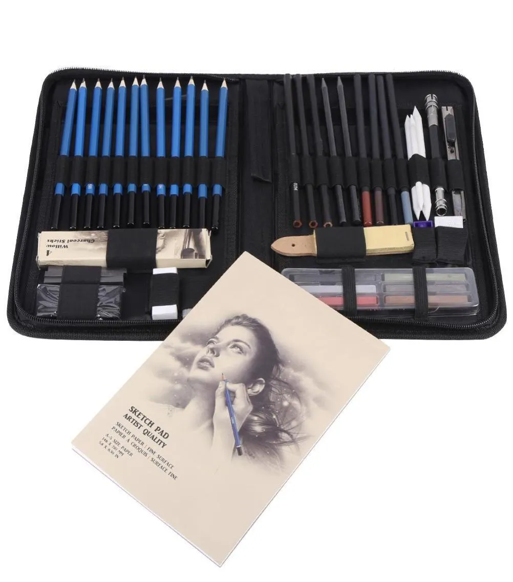 48 pezzi di disegno professionale Kit da disegno Disegno Porta Strumento di pittura artistica Black Black per disegnare schizzi e scrittura T9027331