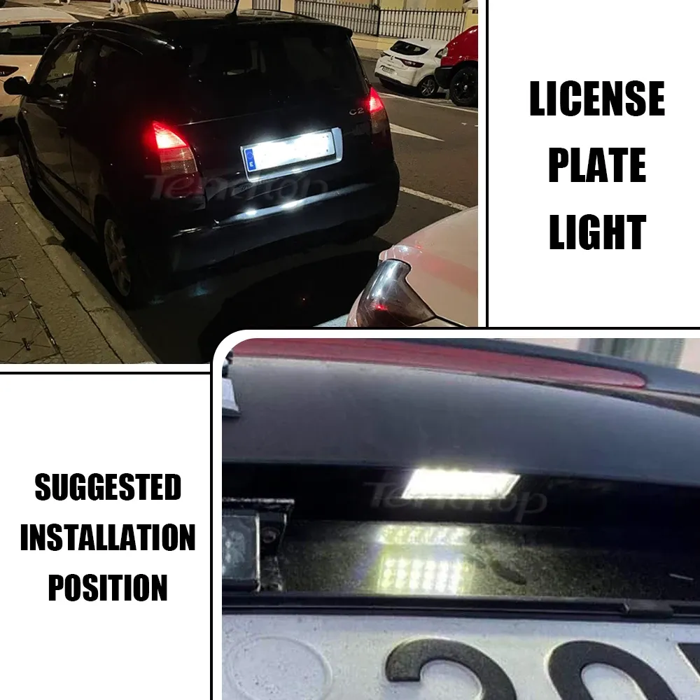 CanBus LED -licensnummerplattljus för Citroen C2 C3 C5 C6 C8 för Peugeot 106 1007 207 307 406 407 607 Licensnummer