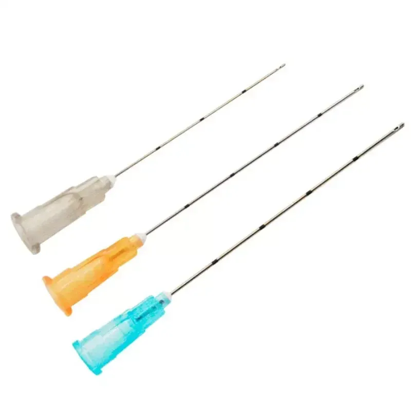 Werkseitig Einwegstumpfkanüle 22G 50 mm 70 mm Stumpf feiner Mikrokörper Piercing Nadeln Kanüle Spritze Werkzeug
