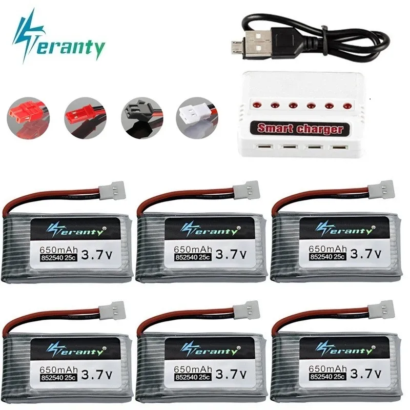 Kit 4 Batteries LiPo 3,7V 650mAh Avec Chargeur USB - Pour Drones, Modélisme - 1S