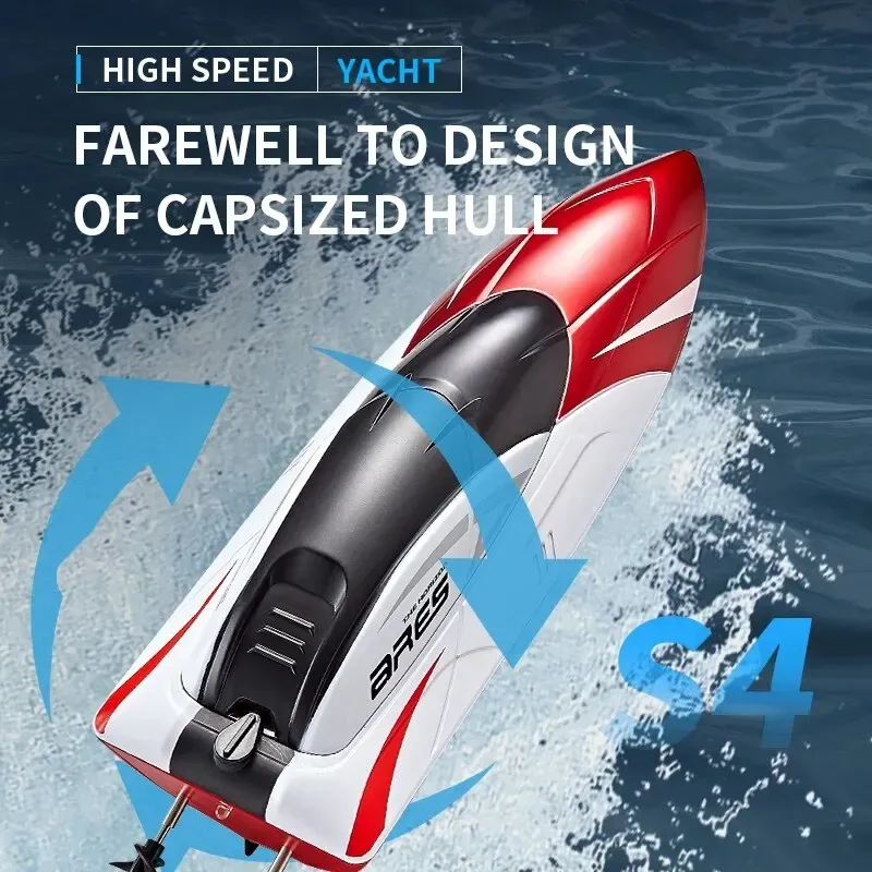 2.4G afstandsbediening Boat Dubbele roermotor Waterdicht ABS Hoge snelheid Speedboot S4 Boy Toy Remote Control Speedboot Gift