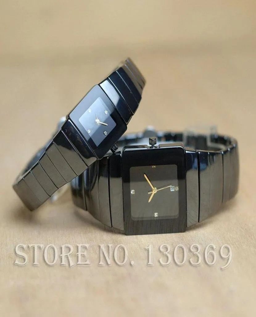 2017 Nouvelles montres pour hommes Luxury Céramique Quartz Watch Women Square Dalbor Robe Wrist Wrists Lovers Watch Clock Clock Business9582958