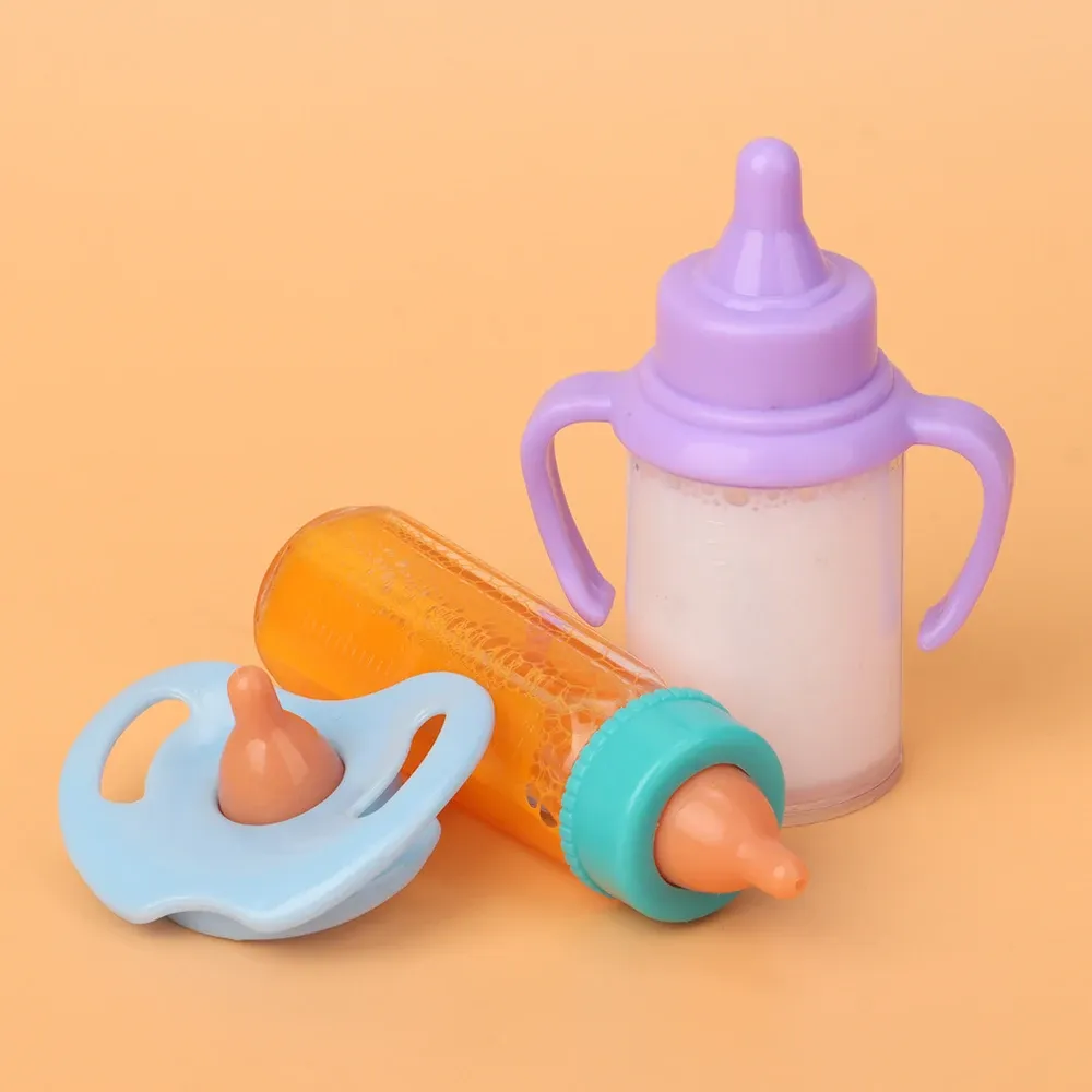 Bouteilles de lait magique de 18 pouces avec des bavoirs de sucette Reborn poupées mignonnes poupées en plastique bouteille de bouteille de bouteille de jus de poupée accessoires