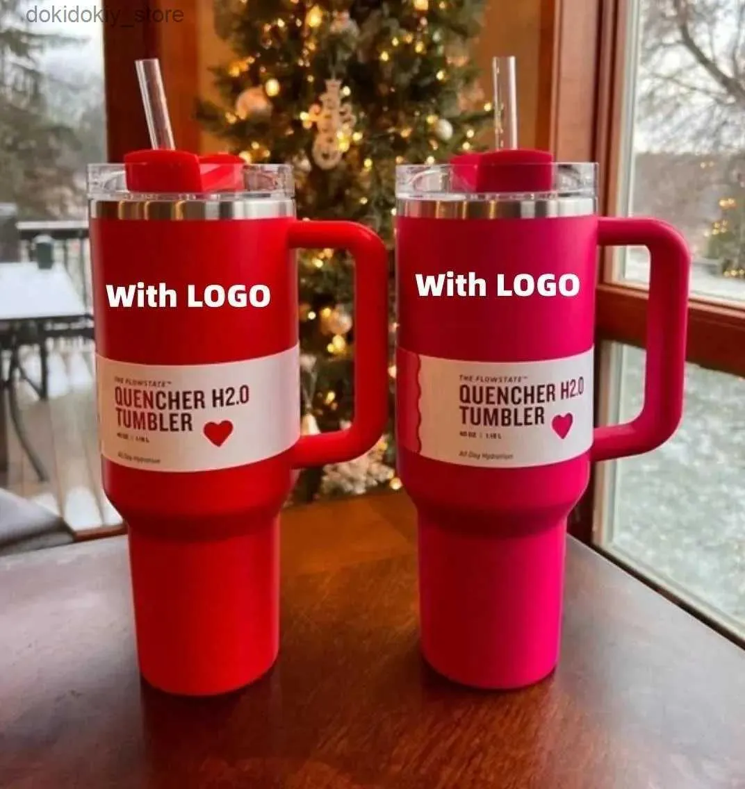 Mugs US Stock Limited Edition MUS H2.0 Winter Pink Cosmo Parada Co-Ed Flamino Saint Valentin Ift 40oz Taret Cups rouges Cups Car Tobeurs Bouteilles d'eau 0111 L49