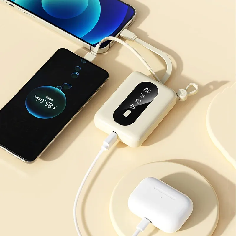 Mini Power Bank 20000 MAH USB C Kablo Taşınabilir Pil Şarj Cihazı İPhone 15 14 13 12 11 Pro Max Huawei Xiaomi Powerbank