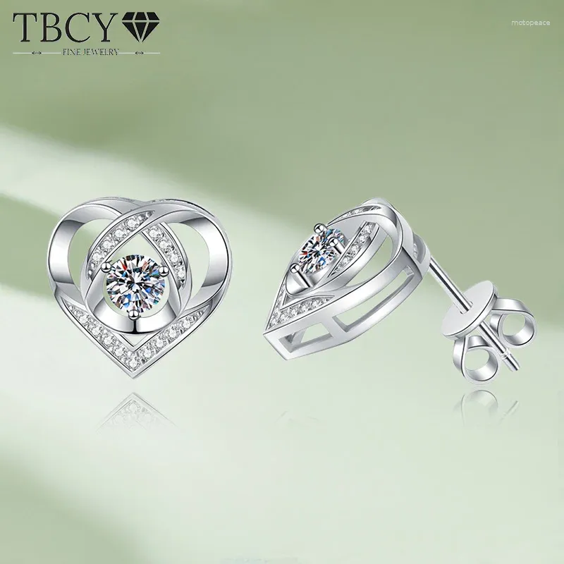 أقراط مسمار tbcyd 3.5mm D VVS1 Moissanite للنساء S925 فضي الأذن على شكل قلب متألقة مجوهرات هدايا عيد الميلاد