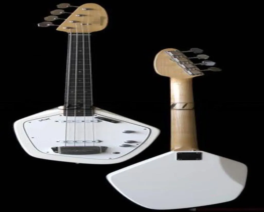 Niestandardowe 4 struny 60S IV Biała elektryczna gitara gitara Rzadka kształt stały korpus klonowy szyja kropka wkład biała pickguard Chrome Hardware6778927