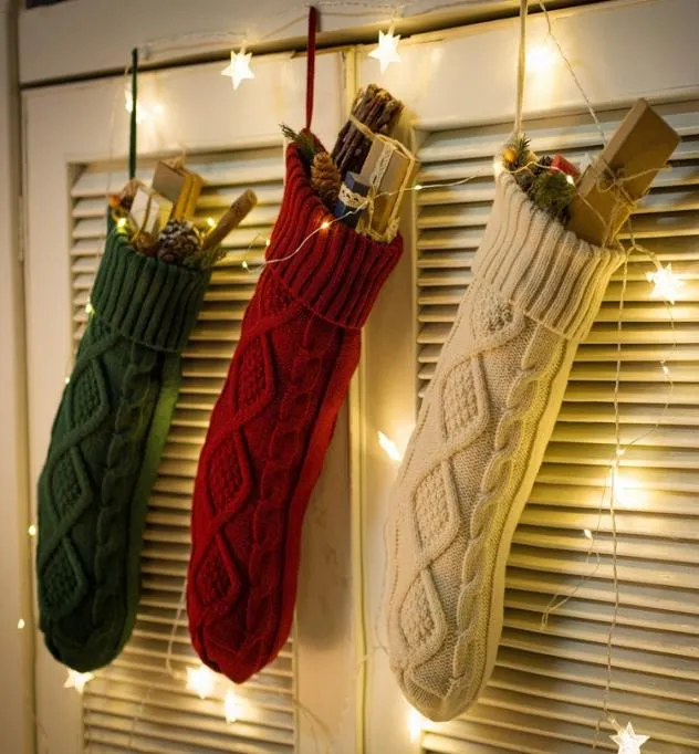 Calze natalizie a maglia durevoli camino natalizio calze di Natale calze di caramelle borse da regalo di Natale per la casa giardino decoro4955329