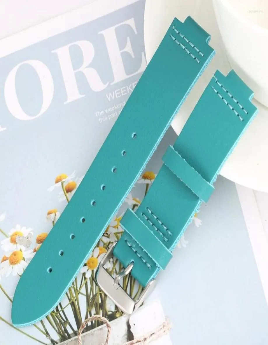 Uhren Bands männliche Frauen elegant Leder Watchband Chic Holz Uhren Blue Gurt Exquisite Pin Schnalle 9 Löcher Straps Uhr Accessor2202714