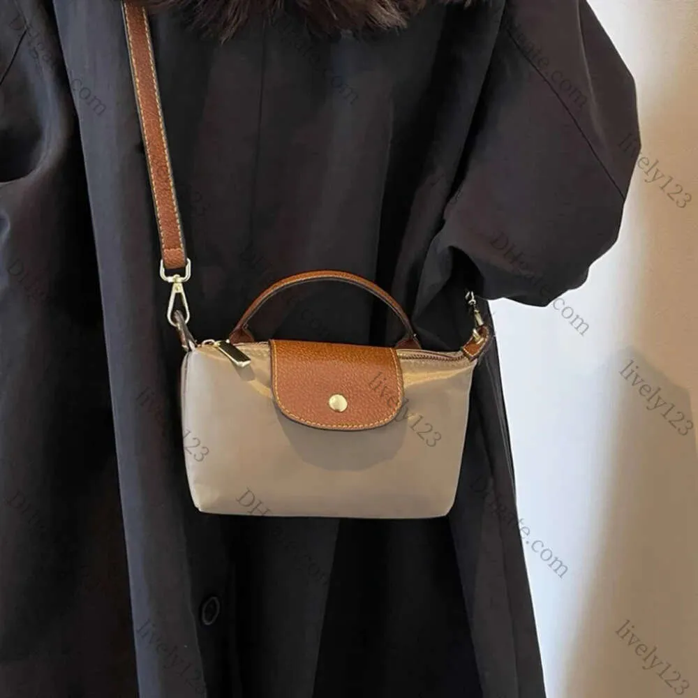 2024 fällbara dumplings väskor nylon mini tote påse broderade häst axel väskor crossbody väskor kvinnor pendlare shopping väskor 10a