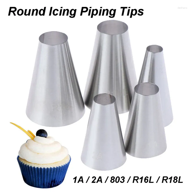 Baking Tools 5pcs Large Round Cake Cream Decoration Tips Piping Icing Nozzles Pastry