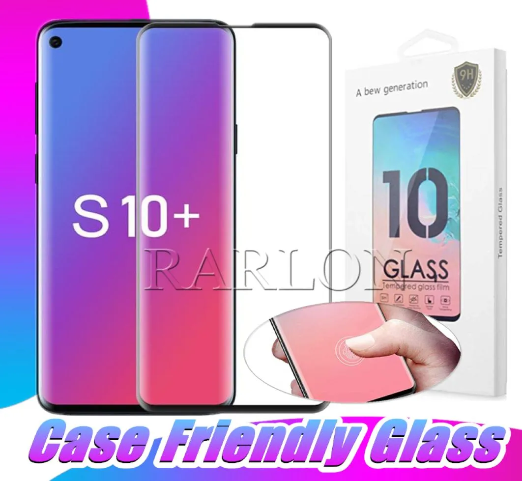 Fallvänligt härdat glas för Samsung Galaxy S21 S20 Ultra S10 S9 Plus Note 20 10 9 8 S8 3D Curved Screen Protector med detaljhandeln1416777