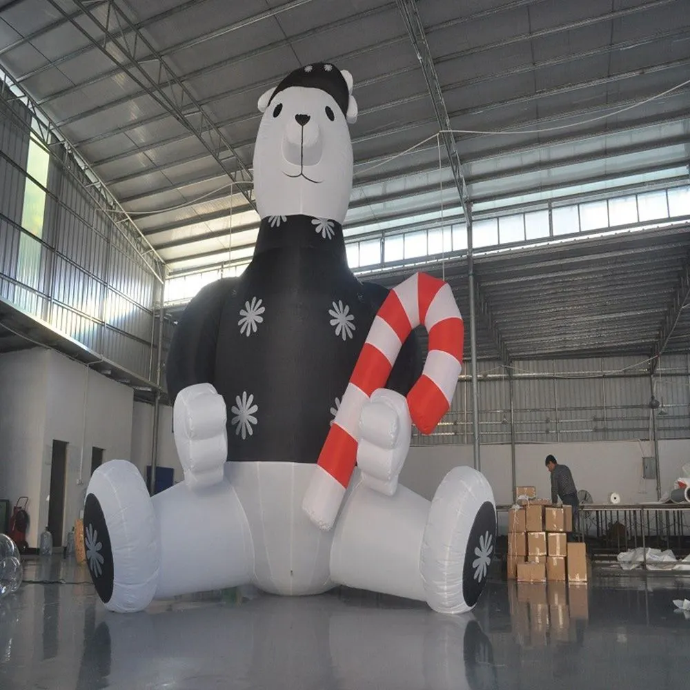 Outdoor Customed 8mH (26ft) with blower inflatable Snow bear high giant cartoon Christmas decorations Store display