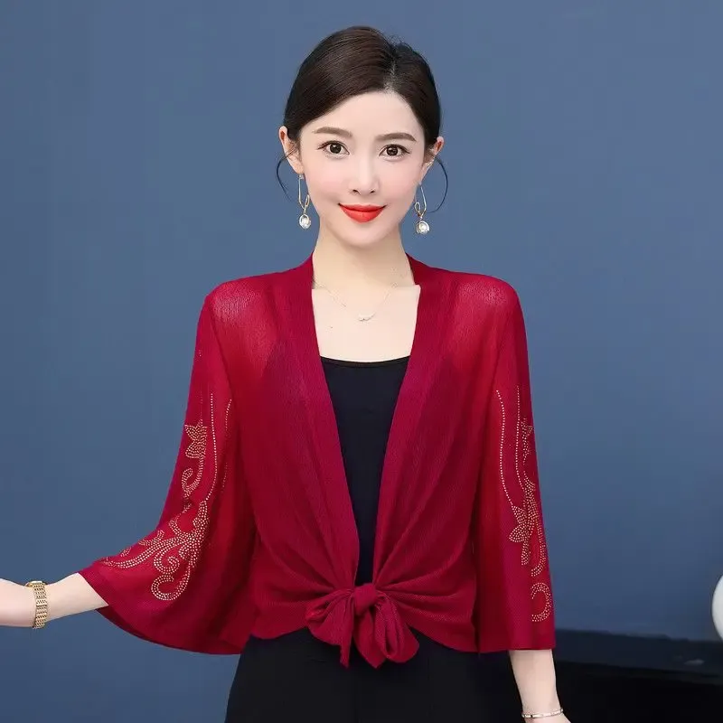 Green Lace Purple Bolero Shrug for Women - 3/4 Sleeve Ladies Chiffon Evening Jackets, Bridal Boler, Floral Cardigan - Perfect for Prom and Party