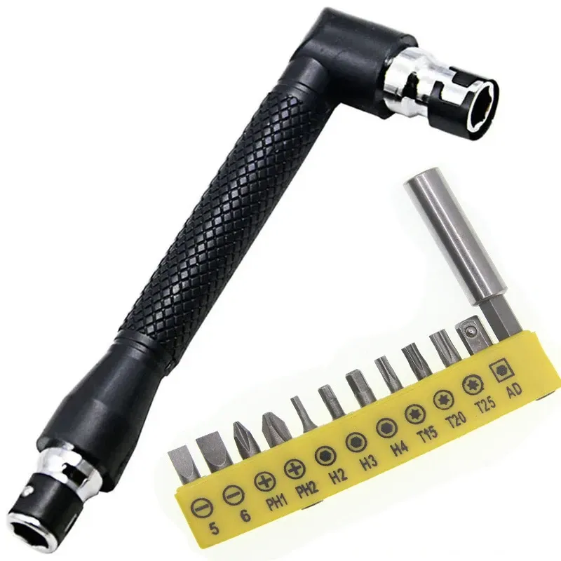 L-Shaped Double Head Screwdriver Utility Mini Socket Wrench 1/4" 6.35mm Screwdriver Bits Key Tool And Screwdriver Bit Drill Set