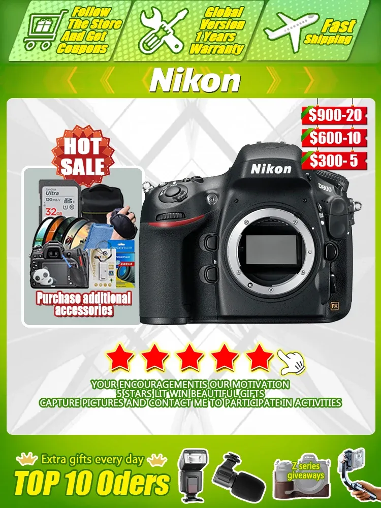 Acessórios Nikon D800 DSLR Câmera de 36 megapixels Câmera digital SLR FLORD SLR