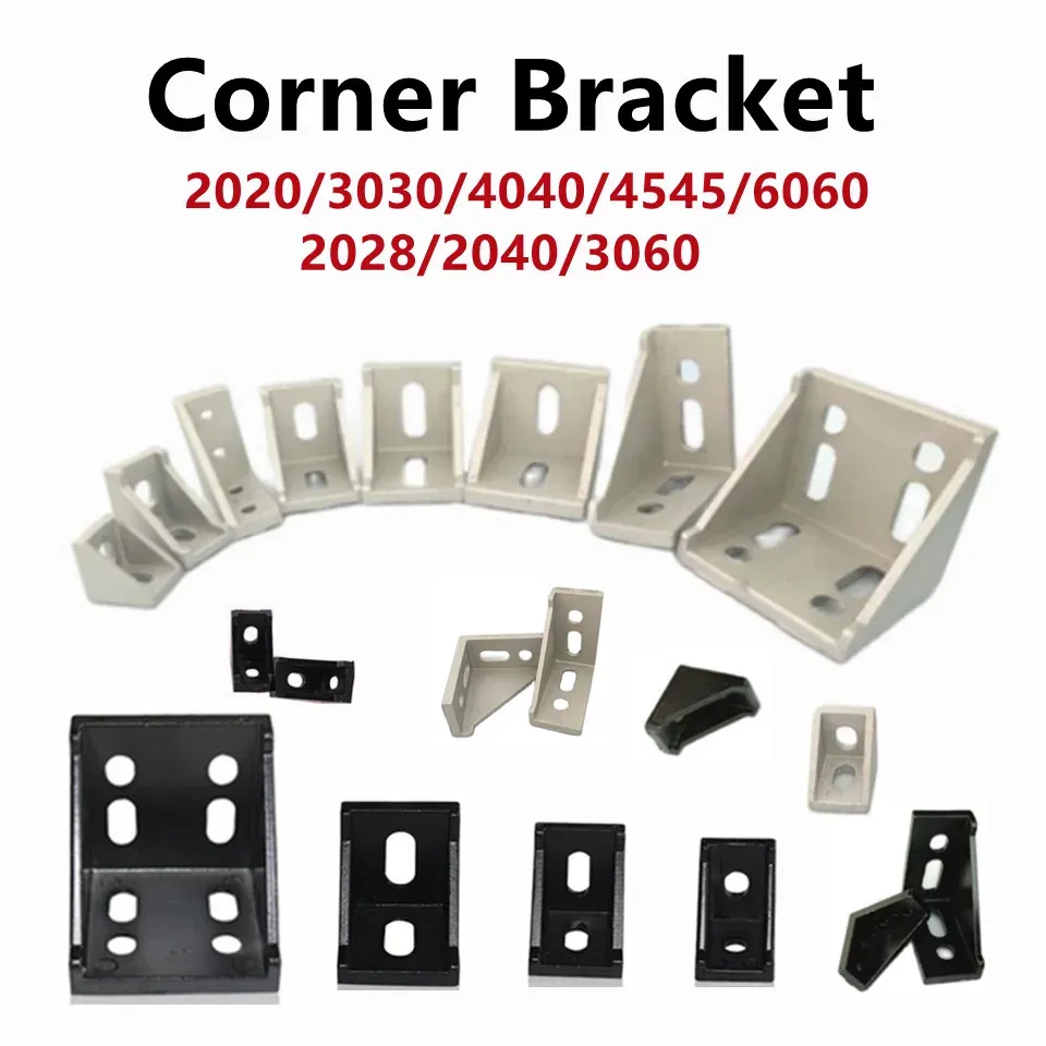 2020 2028 3030 3060 4040 4080 6060 20/30/40/45/60 Connecteur de profil en aluminium CNC Router Bracket d'angle en aluminium 2040 3060 6060