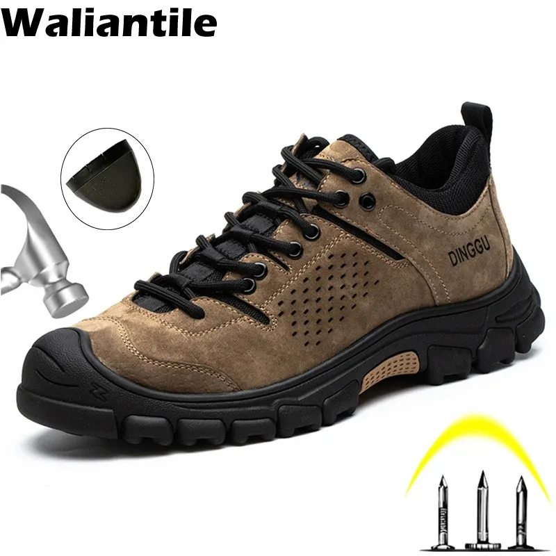 Stövlar Waliantile Steel Toe Cap Safety Shoes For Men Infestructible Puncture Proof Work Shoes Boots Industrial Nonslip Safety Shoes